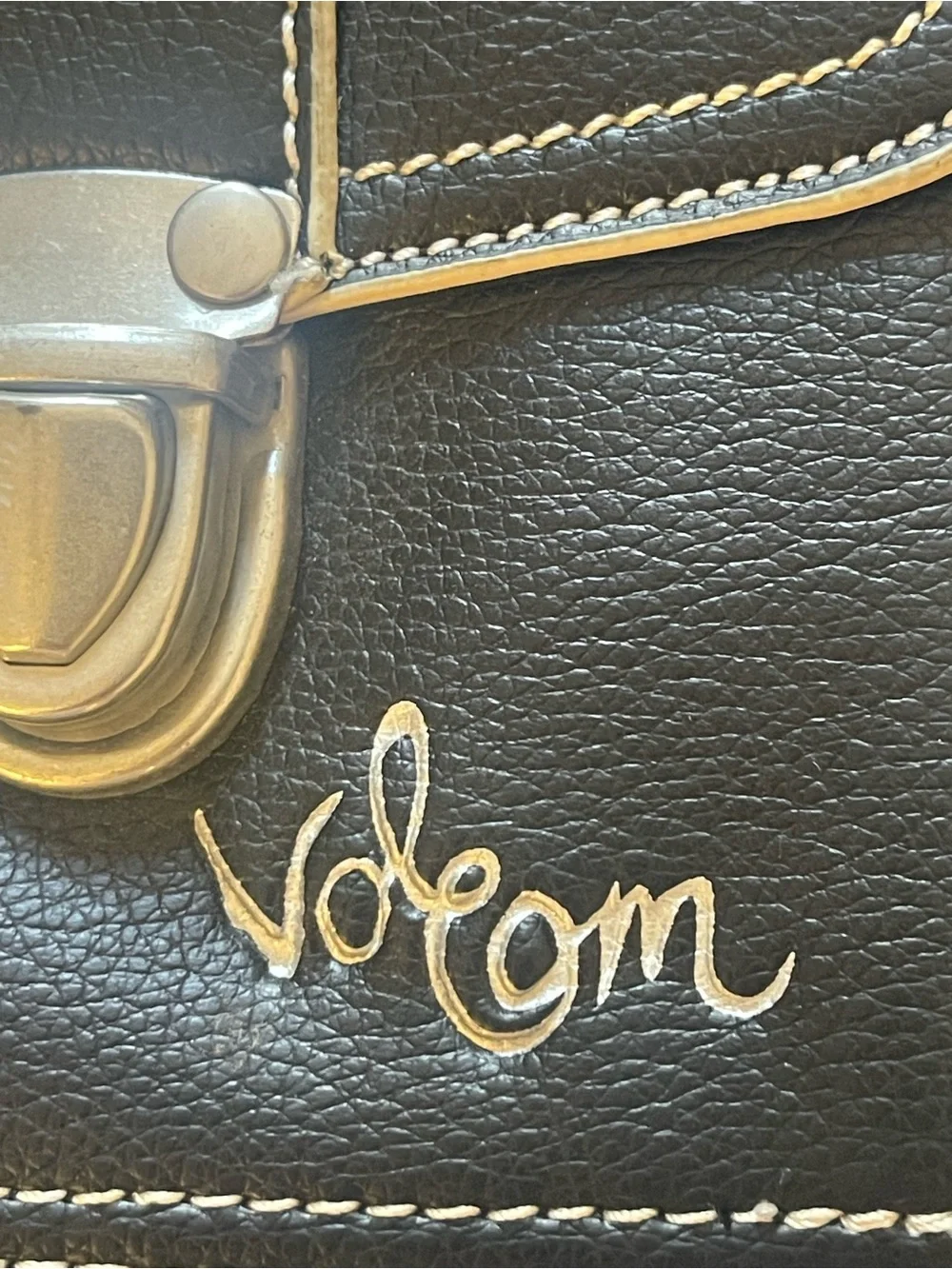 Volcom Black Satchel with Contrast White Stitching